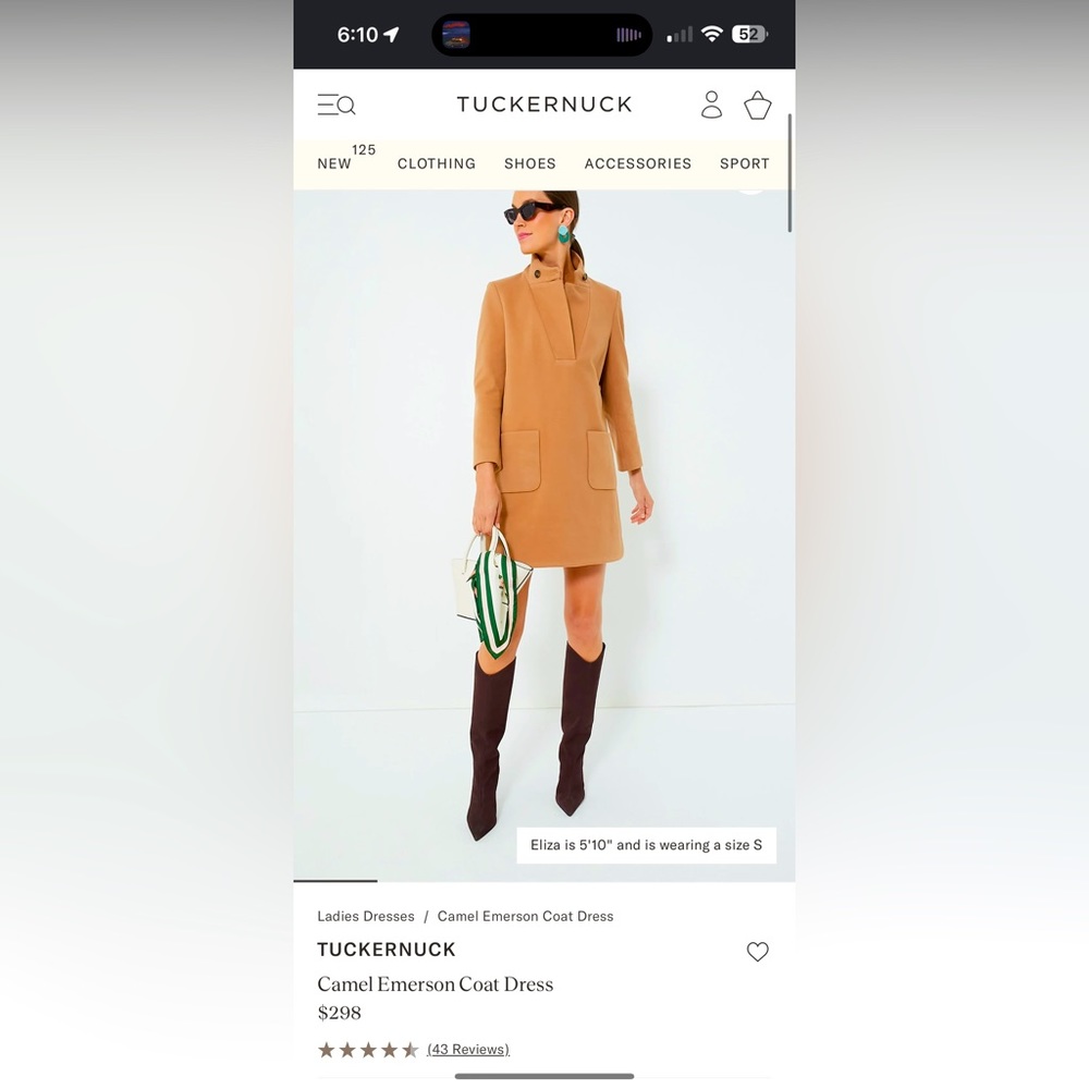Tuckernuck Camel Emerson Coat Dress Size S